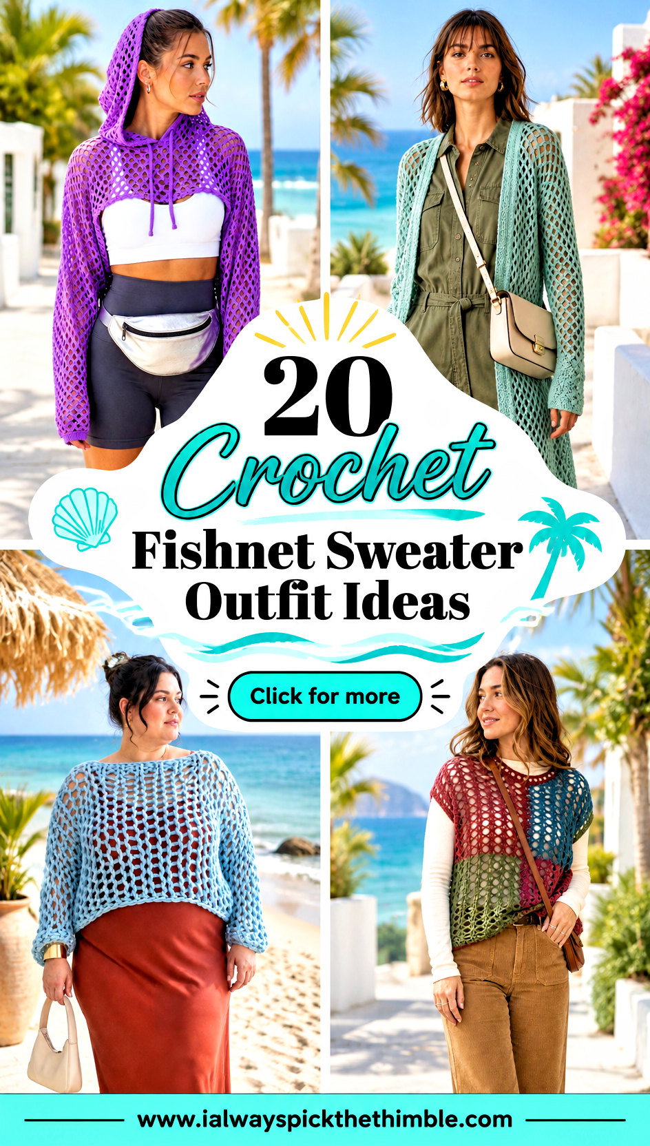 20 Crochet Fishnet Sweater Outfit Ideas for Beach Days - 20 Crochet Fishnet Sweater Outfit Ideas for Beach Days