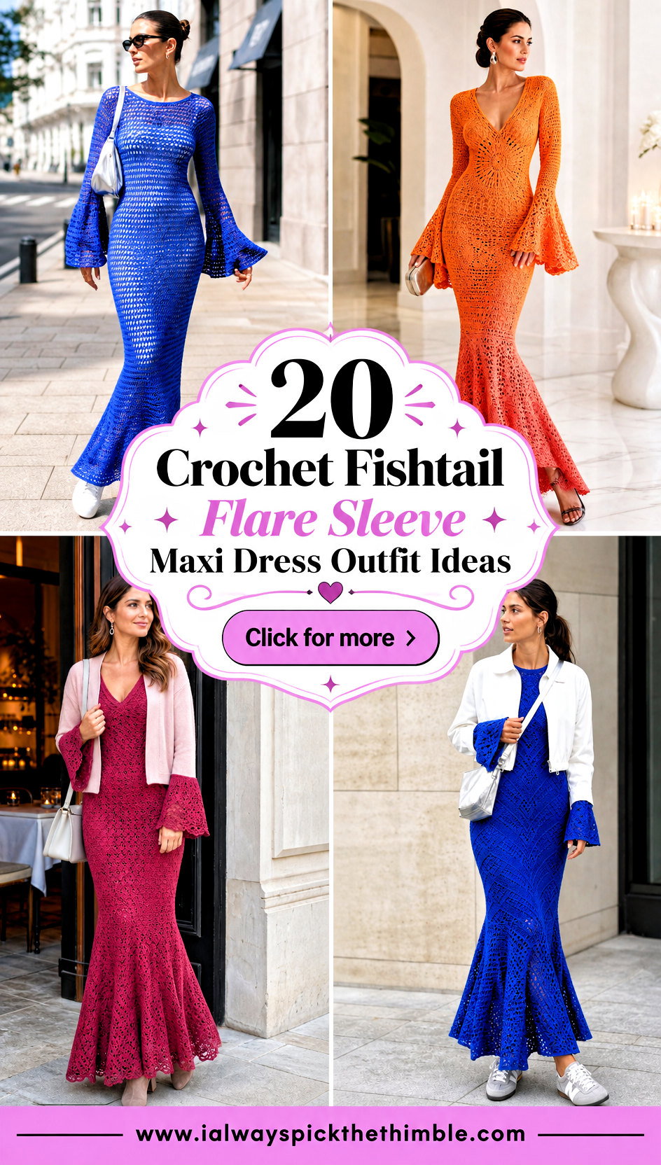 20 Crochet Fishtail Flare Sleeve Maxi Dress Outfit Ideas - 20 Crochet Fishtail Flare Sleeve Maxi Dress Outfit Ideas