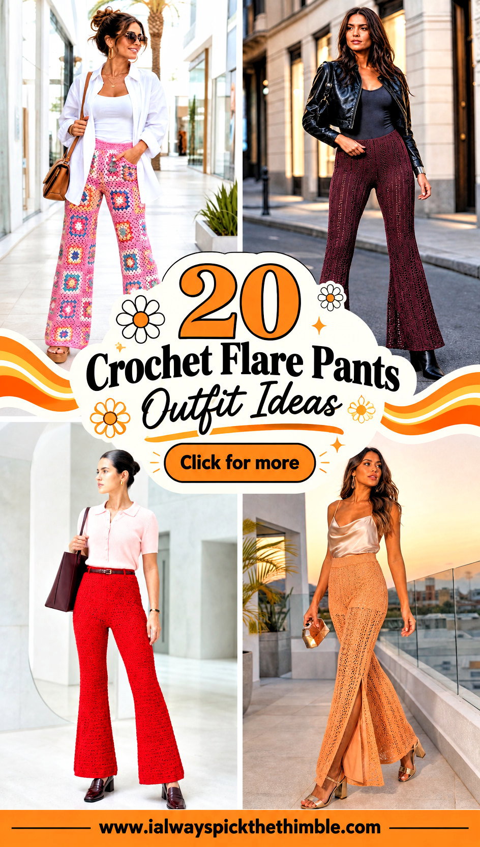 20 Crochet Flare Pants Outfit Ideas for Retro Looks - 20 Crochet Flare Pants Outfit Ideas for Retro Looks