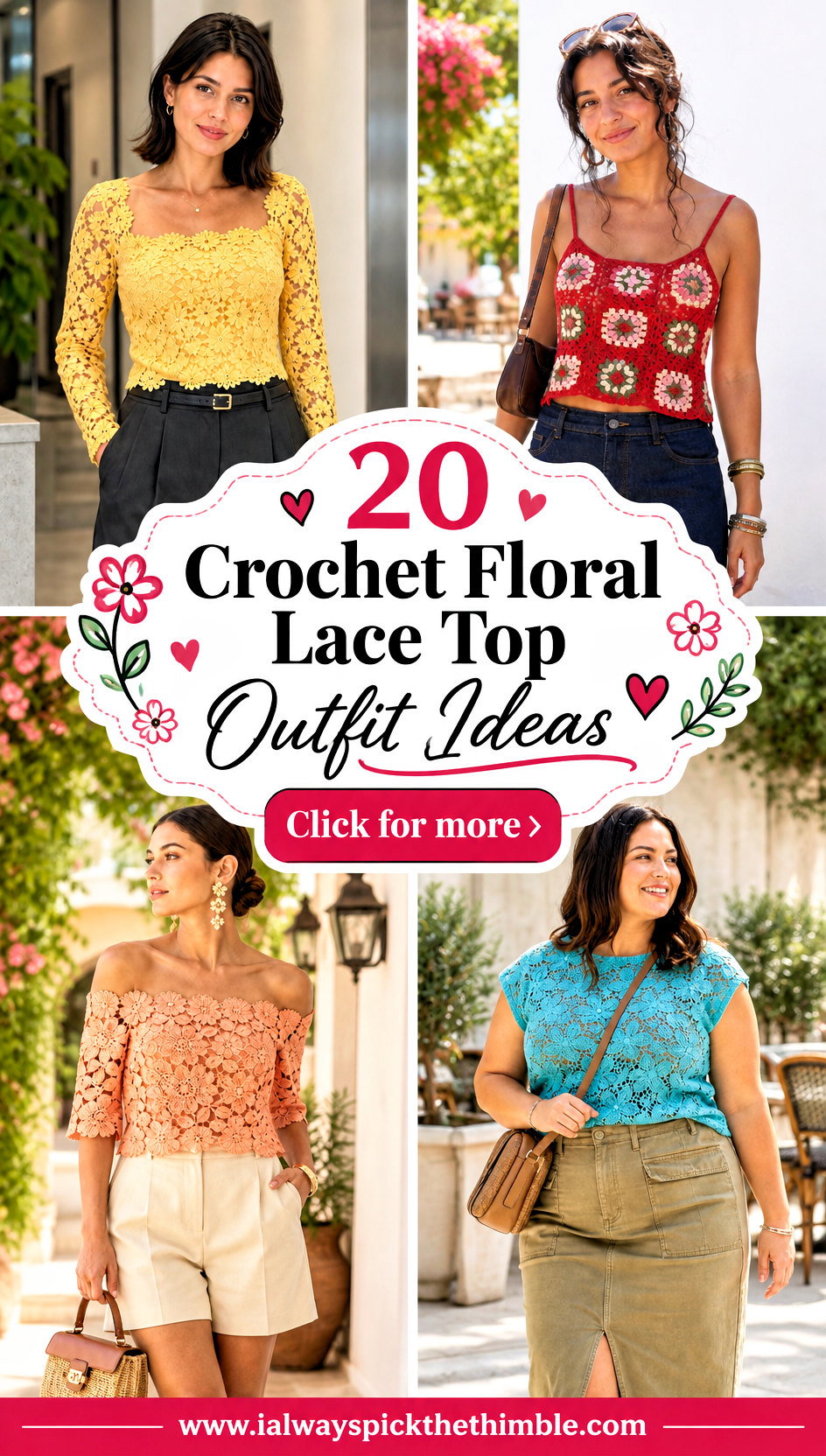 20 Crochet Floral Lace Top Outfit Ideas for Date Night - 20 Crochet Floral Lace Top Outfit Ideas for Date Night