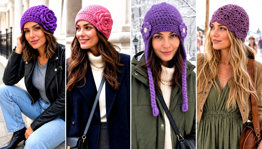 20 Crochet Flower Beanie Outfit Ideas for Playful Layers