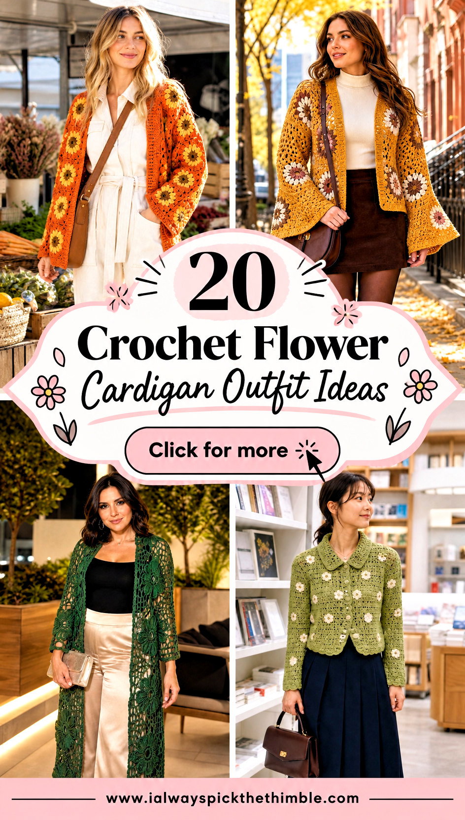20 Crochet Flower Cardigan Outfit Ideas for Cozy Layers - 20 Crochet Flower Cardigan Outfit Ideas for Cozy Layers