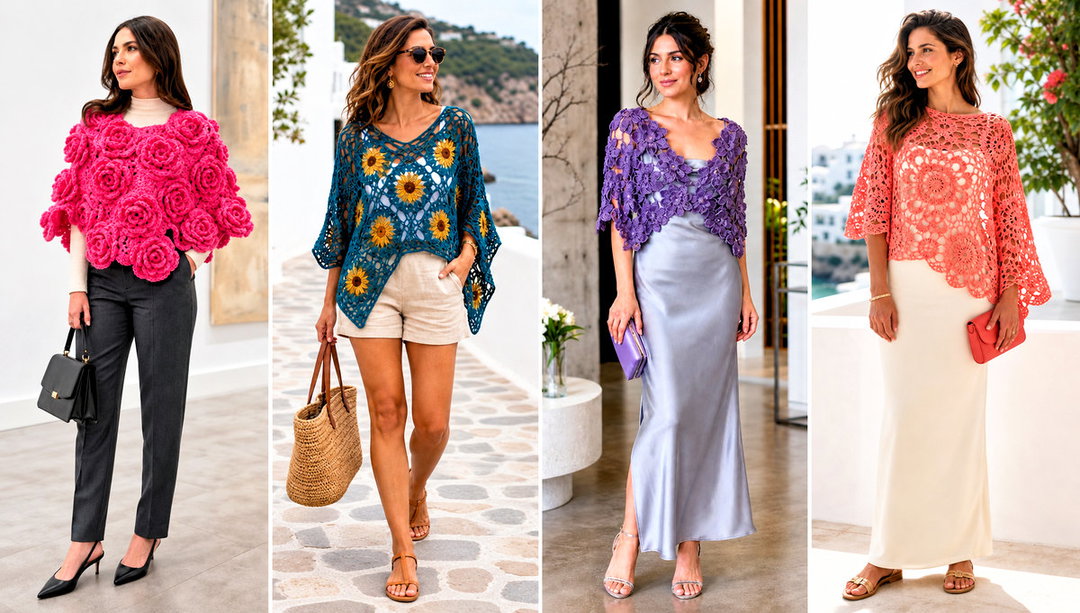 20 Crochet Flower Poncho Outfit Ideas for Easy Layering