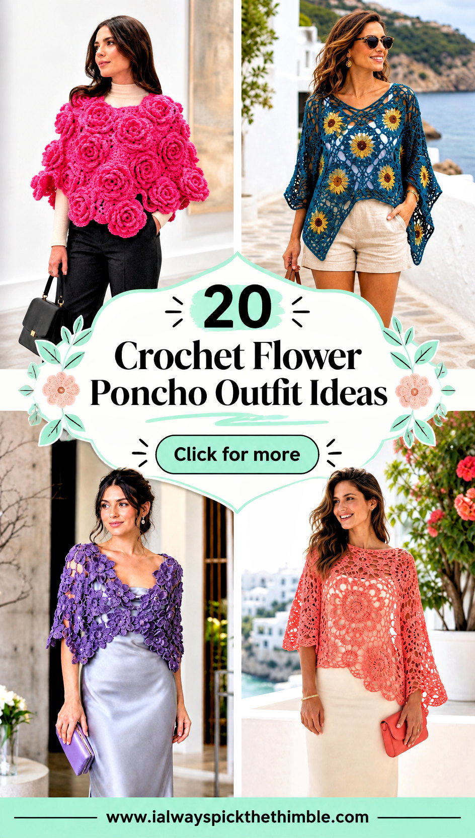 20 Crochet Flower Poncho Outfit Ideas for Easy Layering - 20 Crochet Flower Poncho Outfit Ideas for Easy Layering