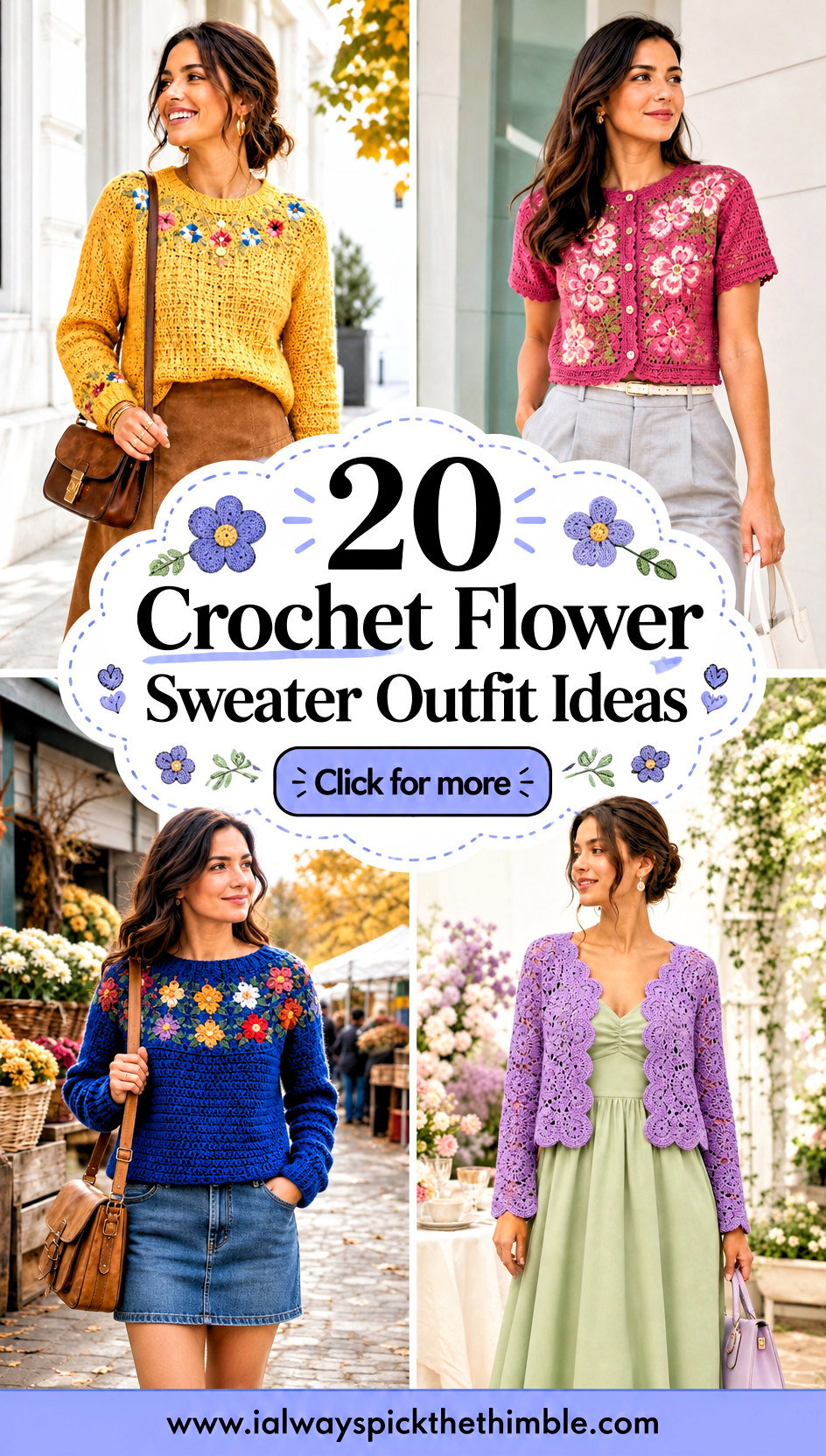 20 Crochet Flower Sweater Outfit Ideas for Relaxed Weekends - 20 Crochet Flower Sweater Outfit Ideas for Relaxed Weekends