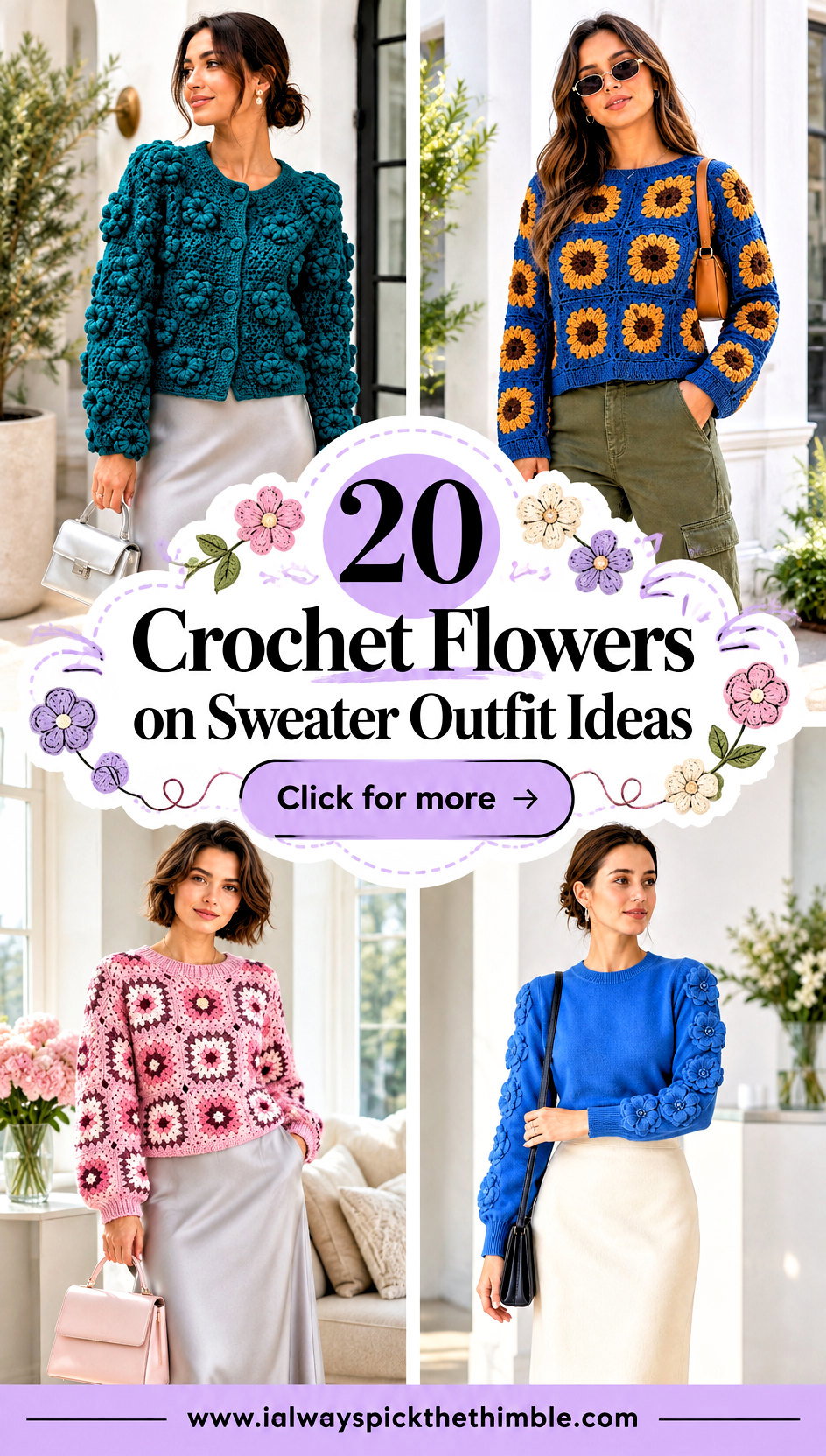 20 Crochet Flowers on Sweater Outfit Ideas for Cozy Days - 20 Crochet Flowers on Sweater Outfit Ideas for Cozy Days