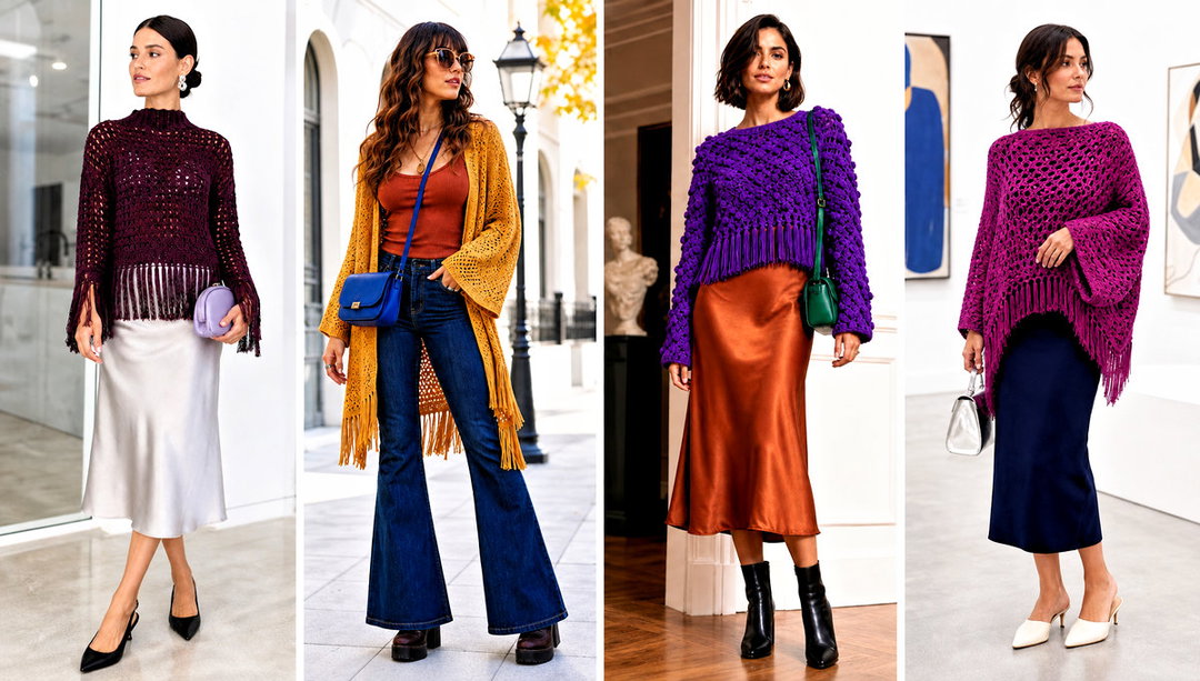 20 Crochet Fringe Sweater Outfit Ideas for Boho Layers