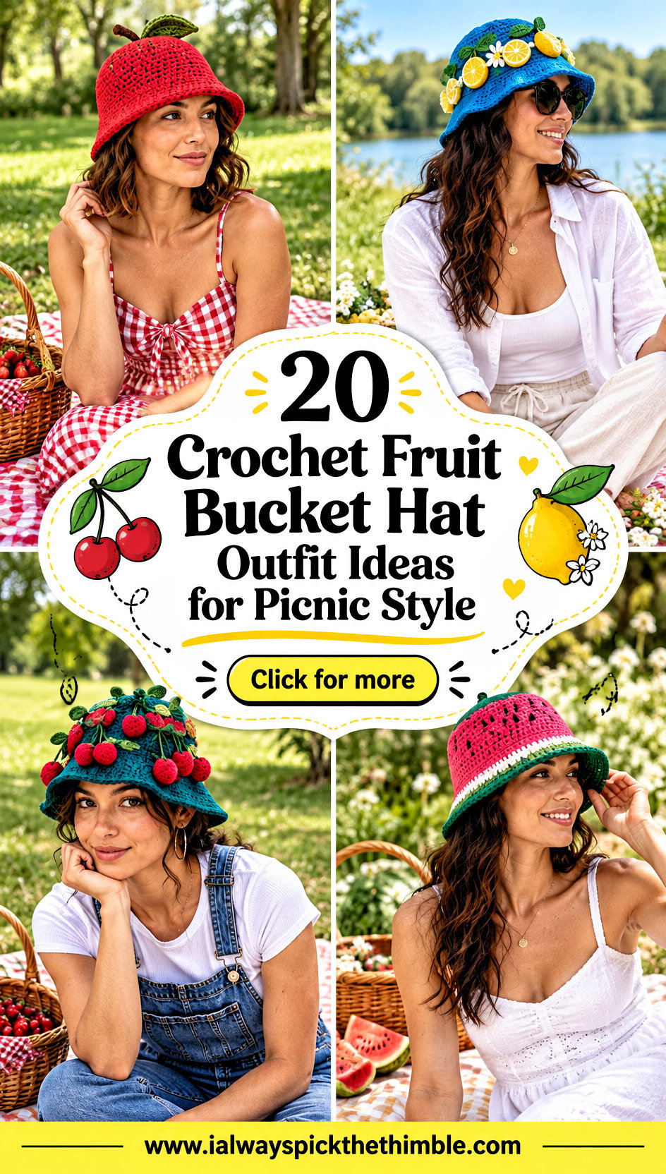 20 Crochet Fruit Bucket Hat Outfit Ideas for Picnic Style - 20 Crochet Fruit Bucket Hat Outfit Ideas for Picnic Style