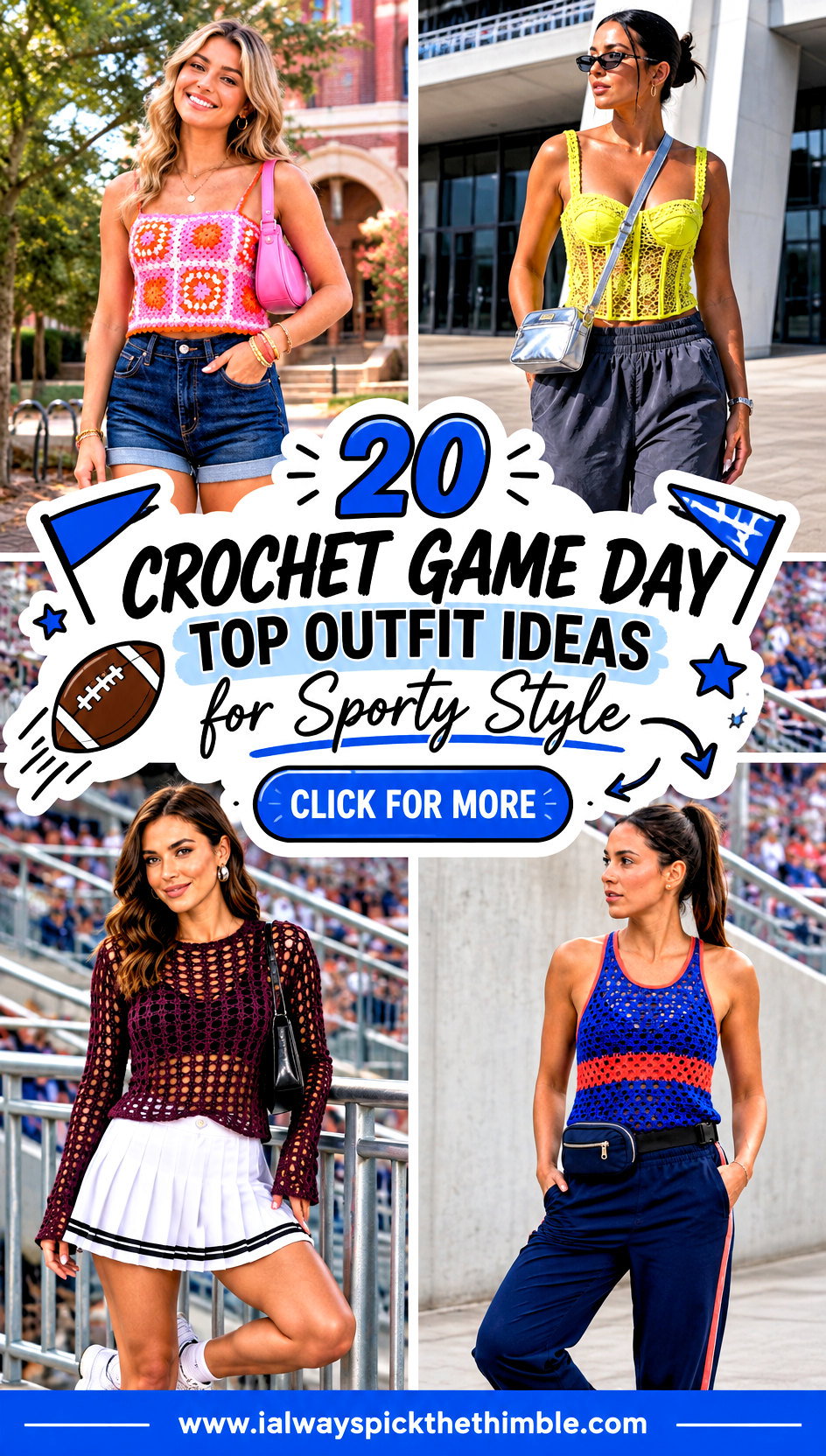 20 Crochet Game Day Top Outfit Ideas for Sporty Style - 20 Crochet Game Day Top Outfit Ideas for Sporty Style