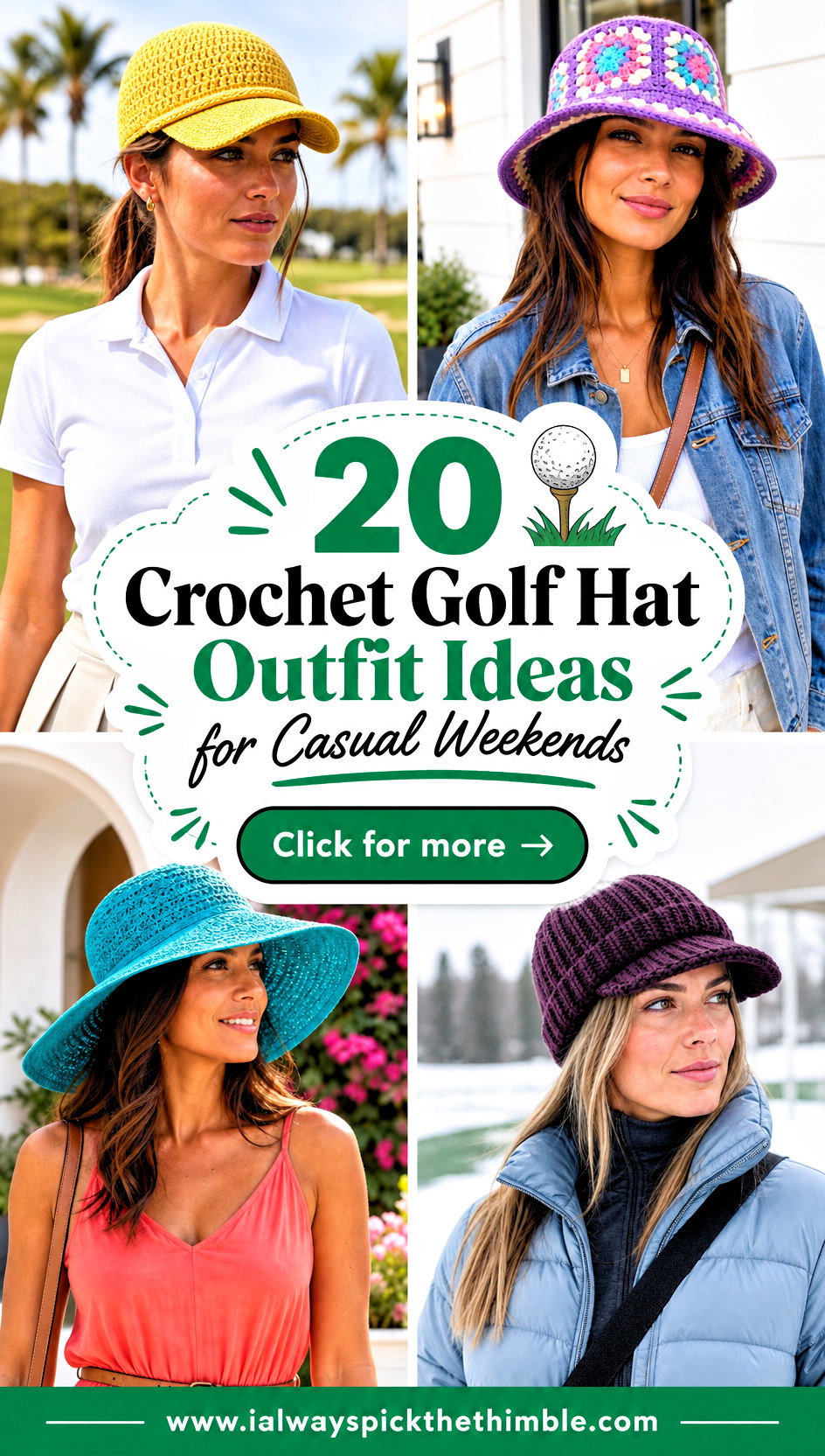 20 Crochet Golf Hat Outfit Ideas for Casual Weekends - 20 Crochet Golf Hat Outfit Ideas for Casual Weekends