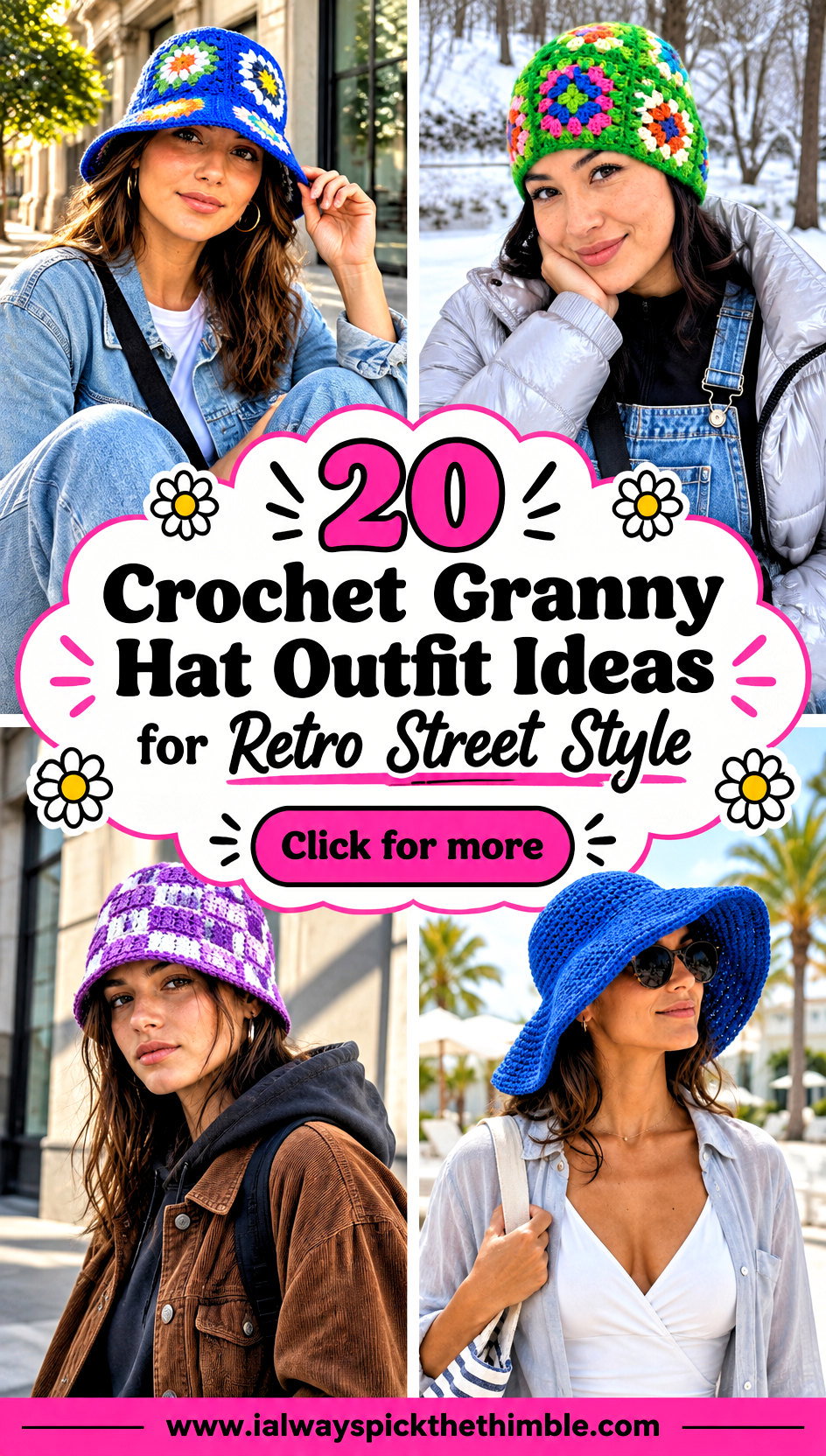 20 Crochet Granny Hat Outfit Ideas for Retro Street Style - 20 Crochet Granny Hat Outfit Ideas for Retro Street Style