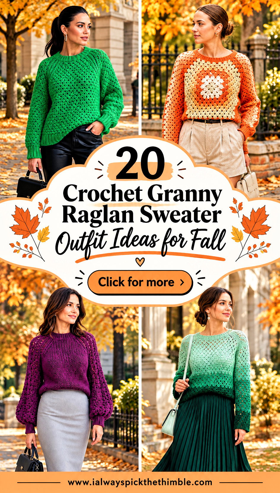 20 Crochet Granny Raglan Sweater Outfit Ideas for Fall - 20 Crochet Granny Raglan Sweater Outfit Ideas for Fall