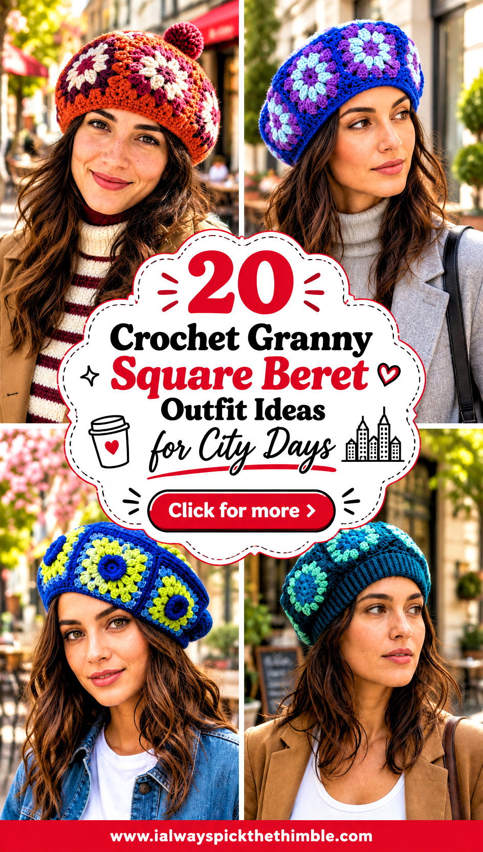 20 Crochet Granny Square Beret Outfit Ideas for City Days - 20 Crochet Granny Square Beret Outfit Ideas for City Days