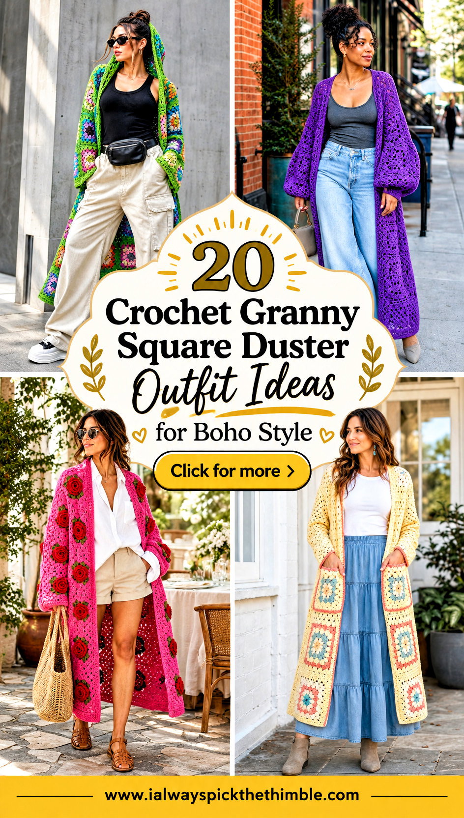 20 Crochet Granny Square Duster Outfit Ideas for Boho Style - 20 Crochet Granny Square Duster Outfit Ideas for Boho Style