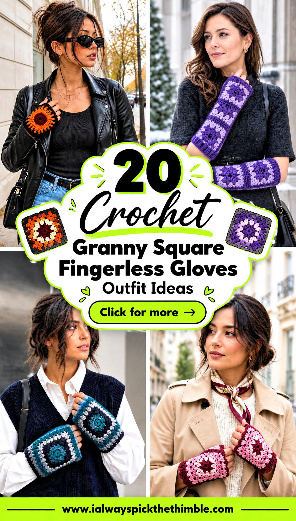 20 Crochet Granny Square Fingerless Gloves Outfit Ideas - 20 Crochet Granny Square Fingerless Gloves Outfit Ideas