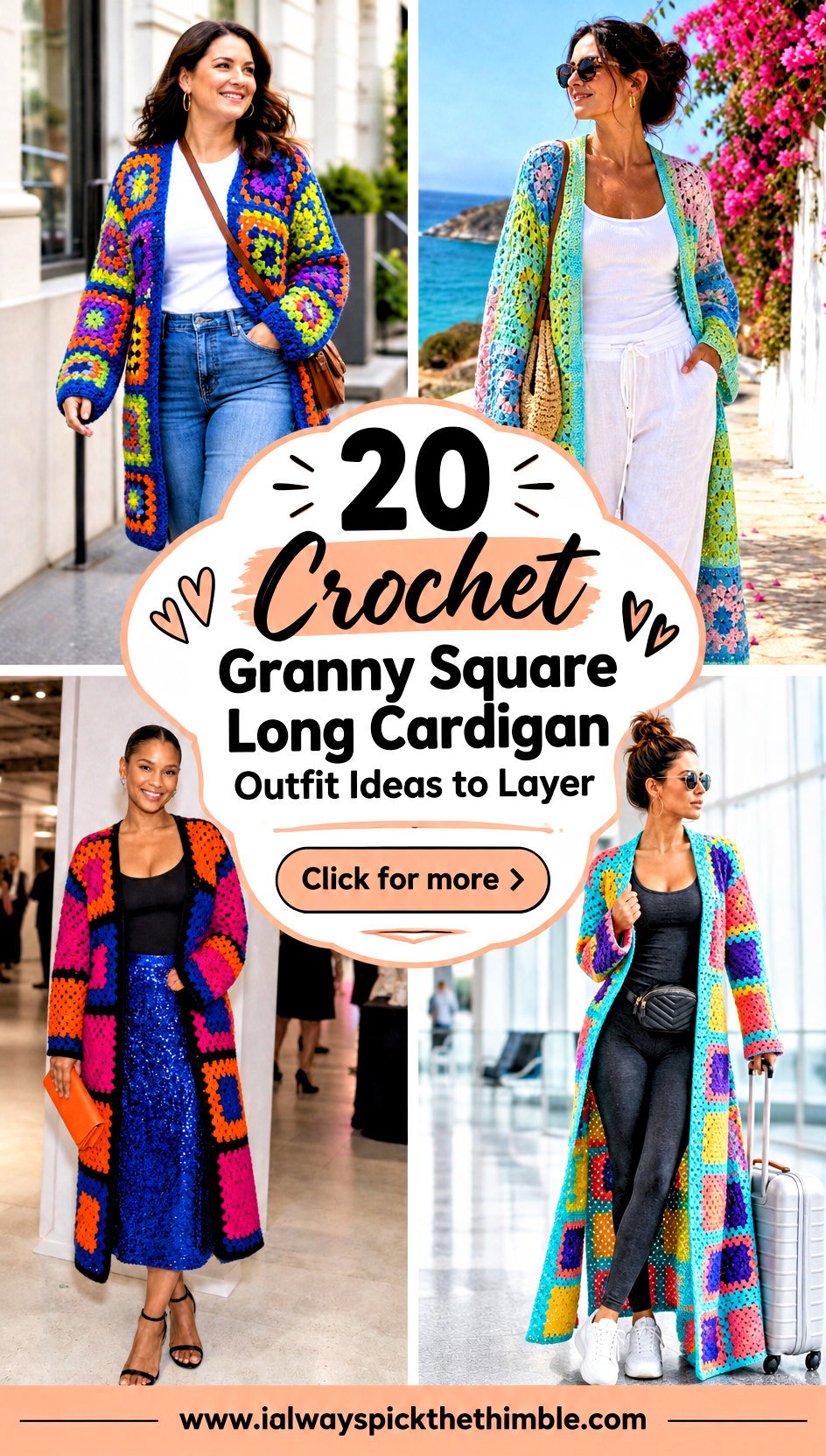 20 Crochet Granny Square Long Cardigan Outfit Ideas to Layer - 20 Crochet Granny Square Long Cardigan Outfit Ideas to Layer
