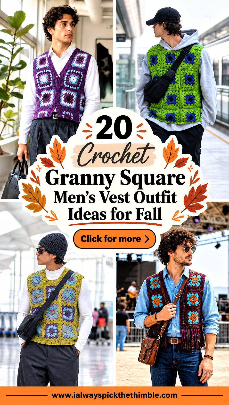 20 Crochet Granny Square Mens Vest Outfit Ideas for Fall - 20 Crochet Granny Square Men’s Vest Outfit Ideas for Fall