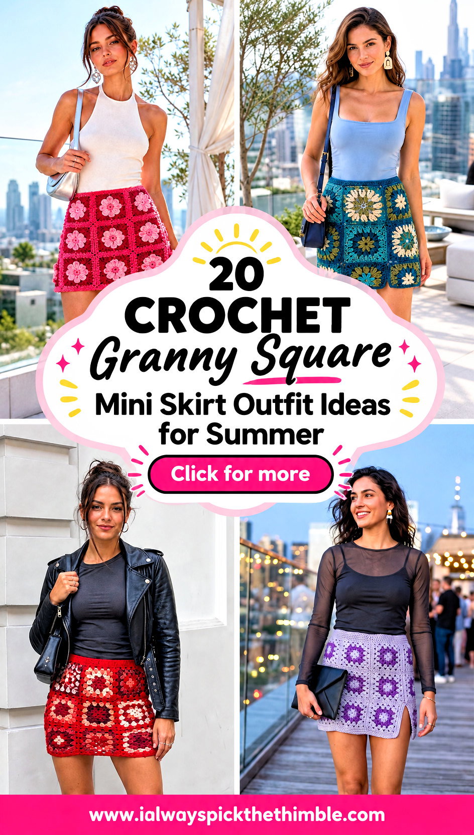 20 Crochet Granny Square Mini Skirt Outfit Ideas for Summer - 20 Crochet Granny Square Mini Skirt Outfit Ideas for Summer