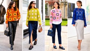 20 Crochet Granny Square Pullover Sweater Outfit Ideas