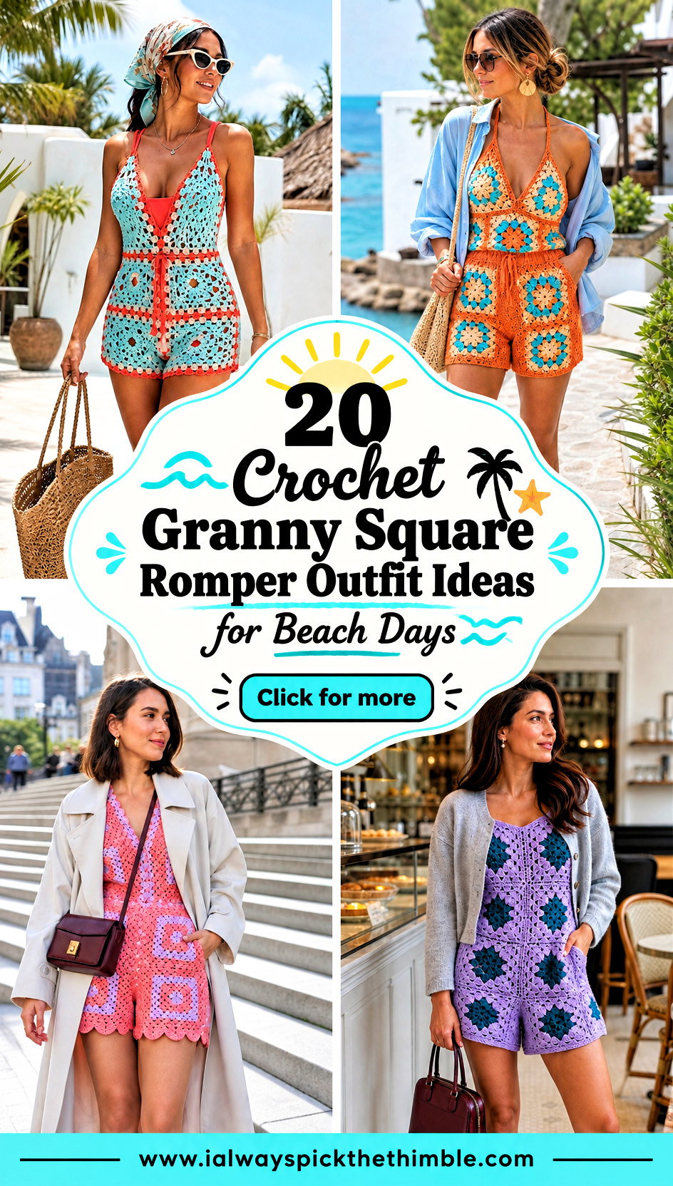 20 Crochet Granny Square Romper Outfit Ideas for Beach Days - 20 Crochet Granny Square Romper Outfit Ideas for Beach Days