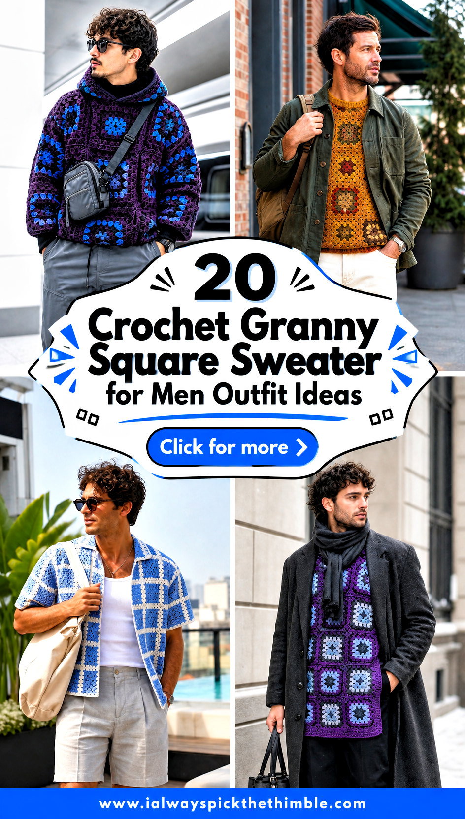 20 Crochet Granny Square Sweater for Men Outfit Ideas - 20 Crochet Granny Square Sweater for Men Outfit Ideas