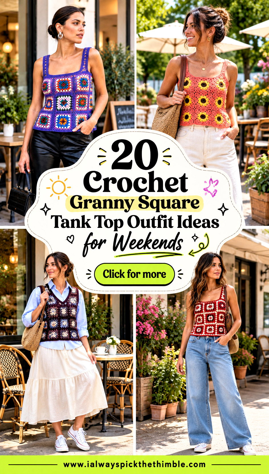 20 Crochet Granny Square Tank Top Outfit Ideas for Weekends - 20 Crochet Granny Square Tank Top Outfit Ideas for Weekends
