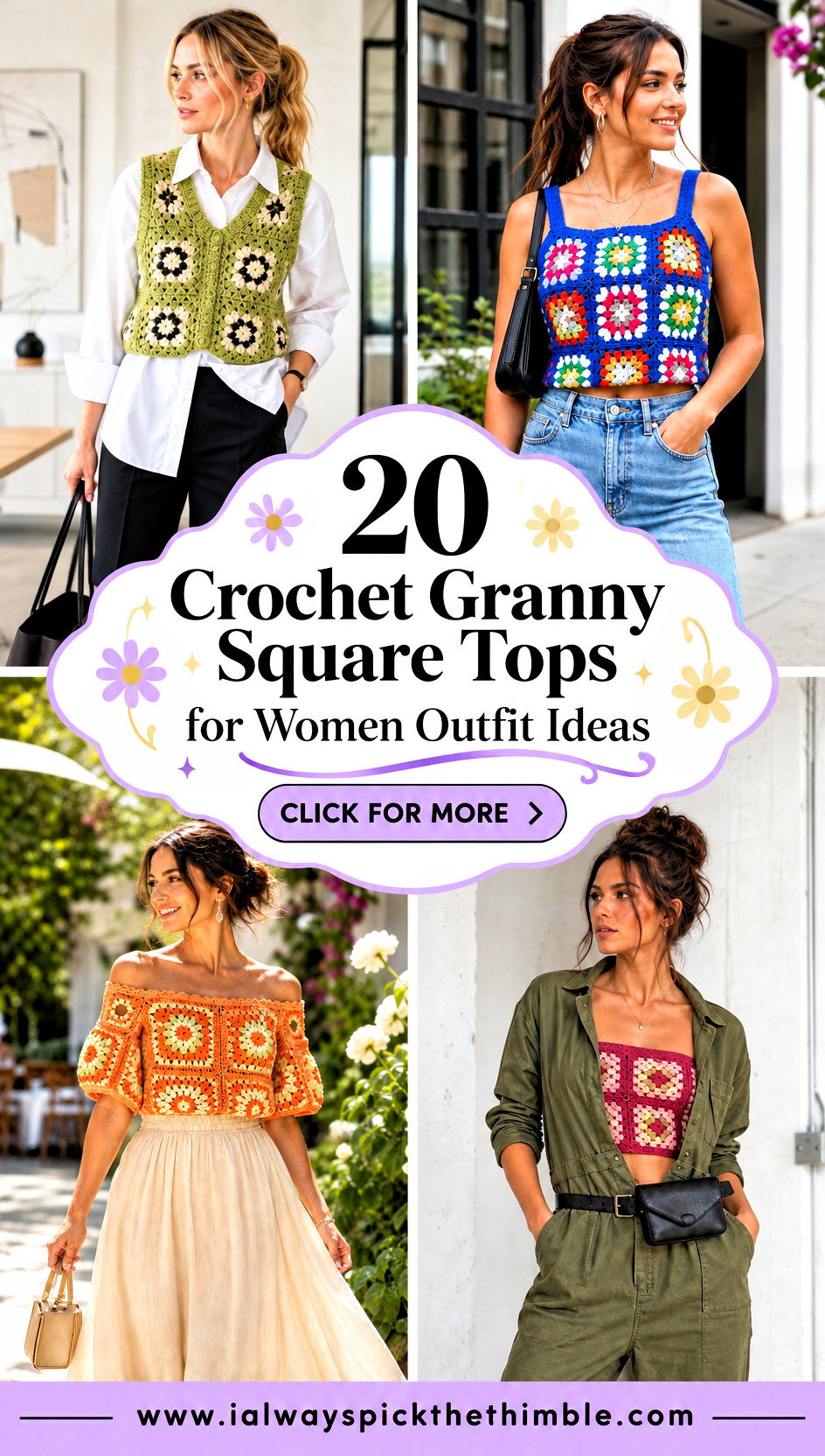 20 Crochet Granny Square Tops for Women Outfit Ideas - 20 Crochet Granny Square Tops for Women Outfit Ideas