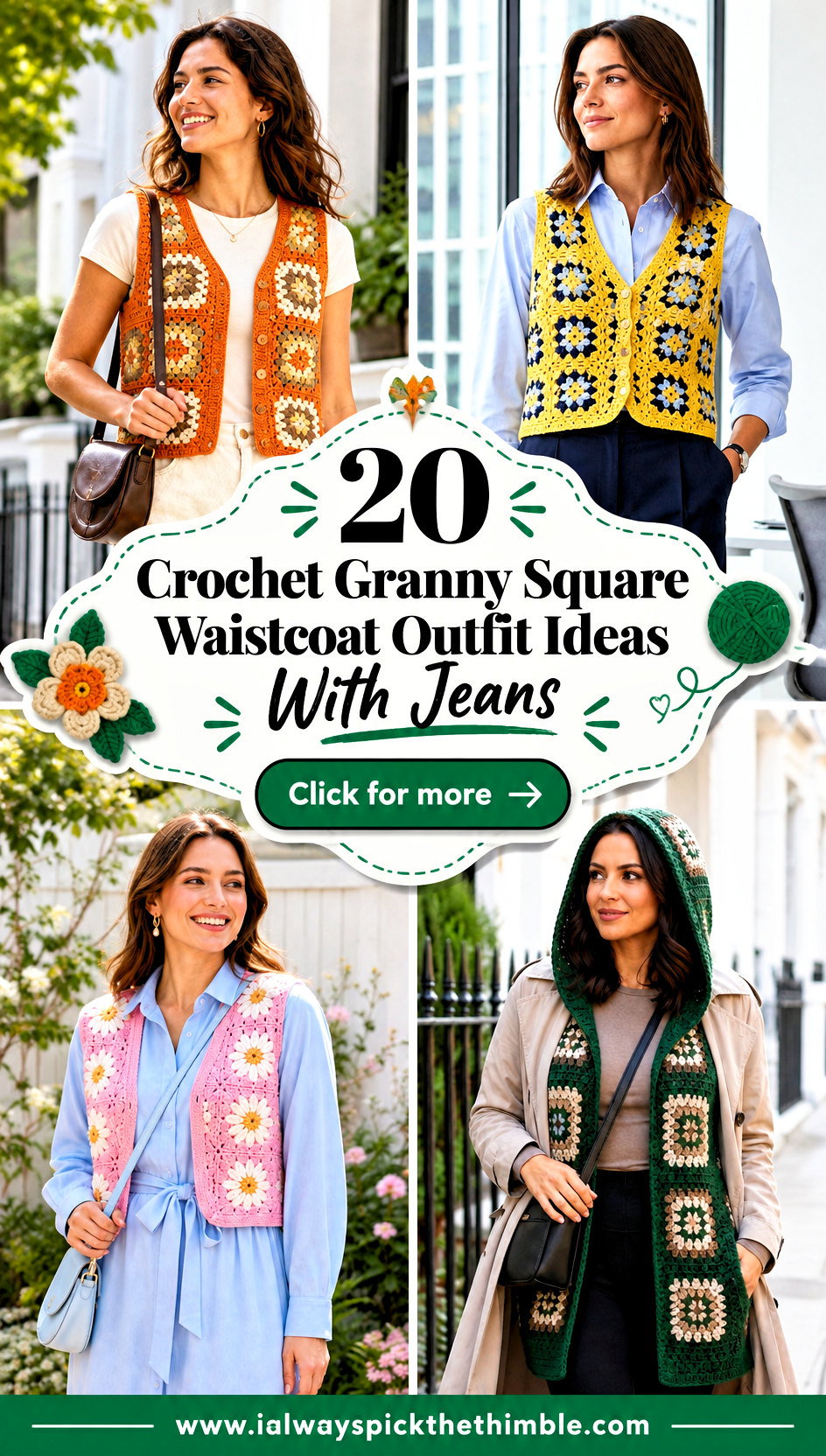 20 Crochet Granny Square Waistcoat Outfit Ideas With Jeans - 20 Crochet Granny Square Waistcoat Outfit Ideas With Jeans