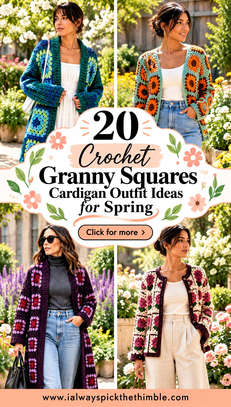 20 Crochet Granny Squares Cardigan Outfit Ideas for Spring - 20 Crochet Granny Squares Cardigan Outfit Ideas for Spring