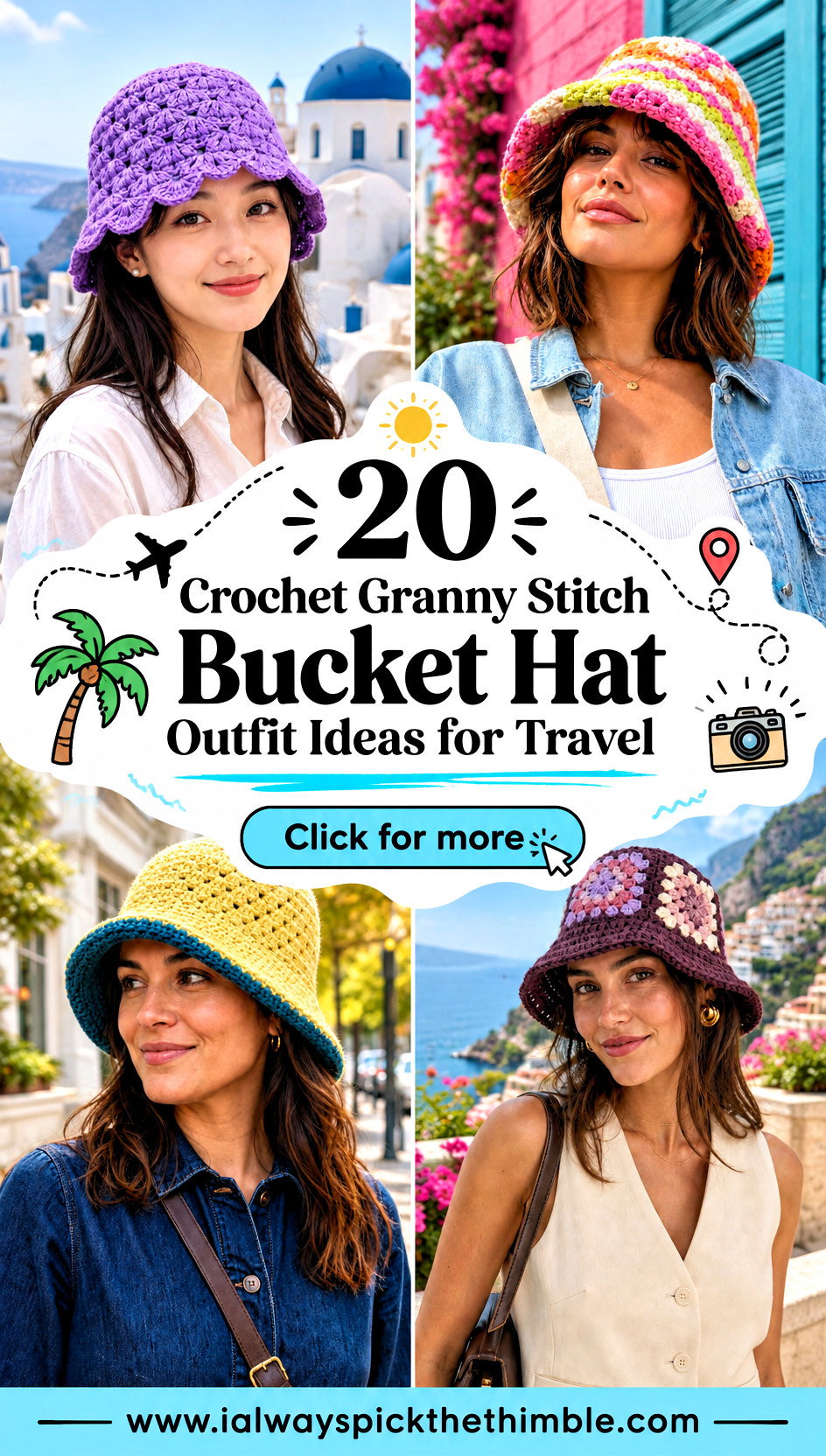 20 Crochet Granny Stitch Bucket Hat Outfit Ideas for Travel - 20 Crochet Granny Stitch Bucket Hat Outfit Ideas for Travel