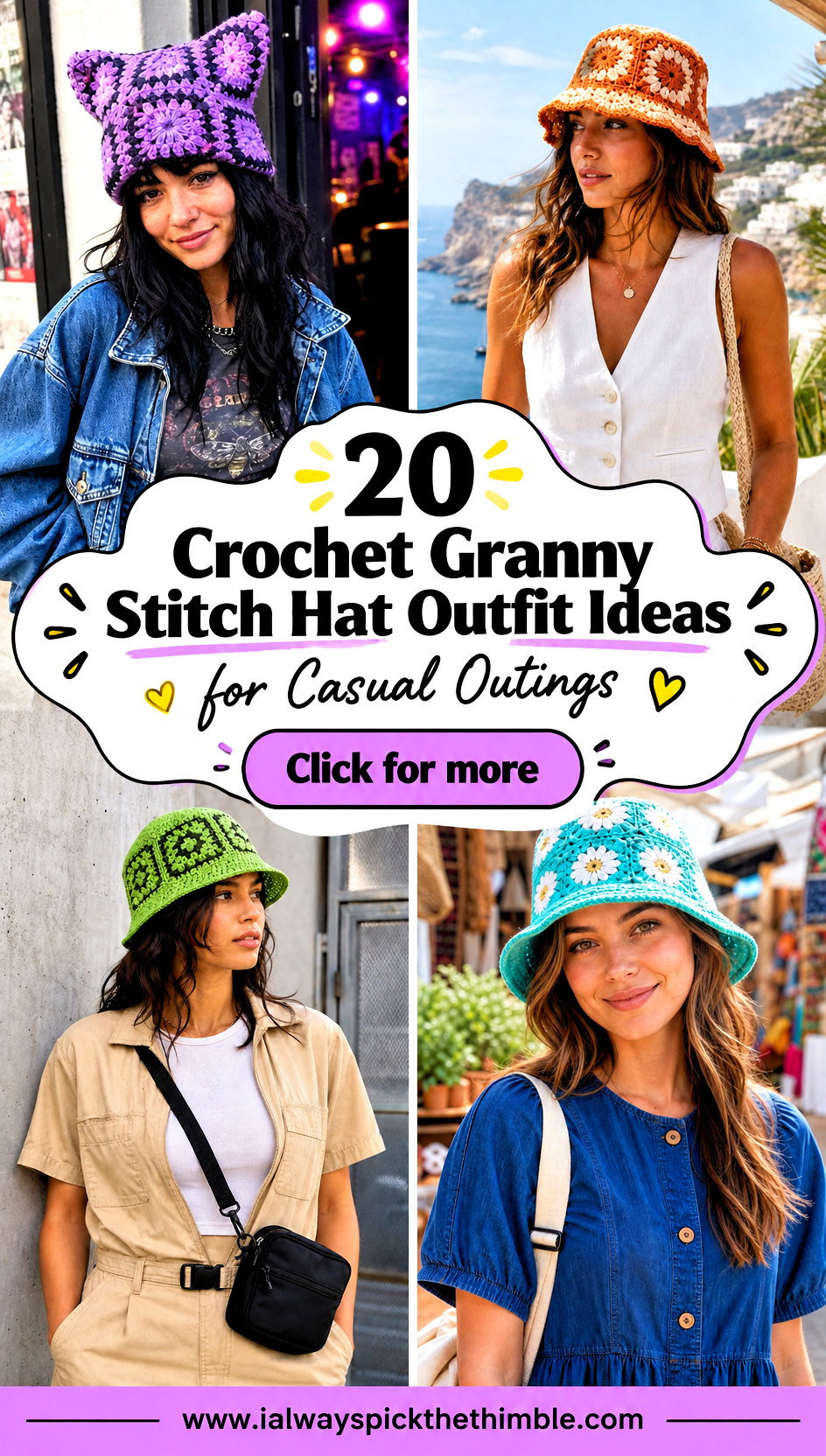 20 Crochet Granny Stitch Hat Outfit Ideas for Casual Outings - 20 Crochet Granny Stitch Hat Outfit Ideas for Casual Outings