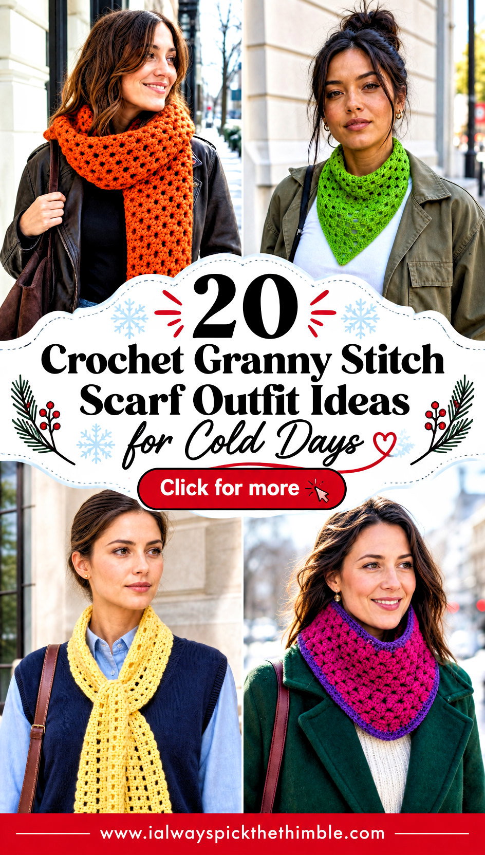 20 Crochet Granny Stitch Scarf Outfit Ideas for Cold Days - 20 Crochet Granny Stitch Scarf Outfit Ideas for Cold Days