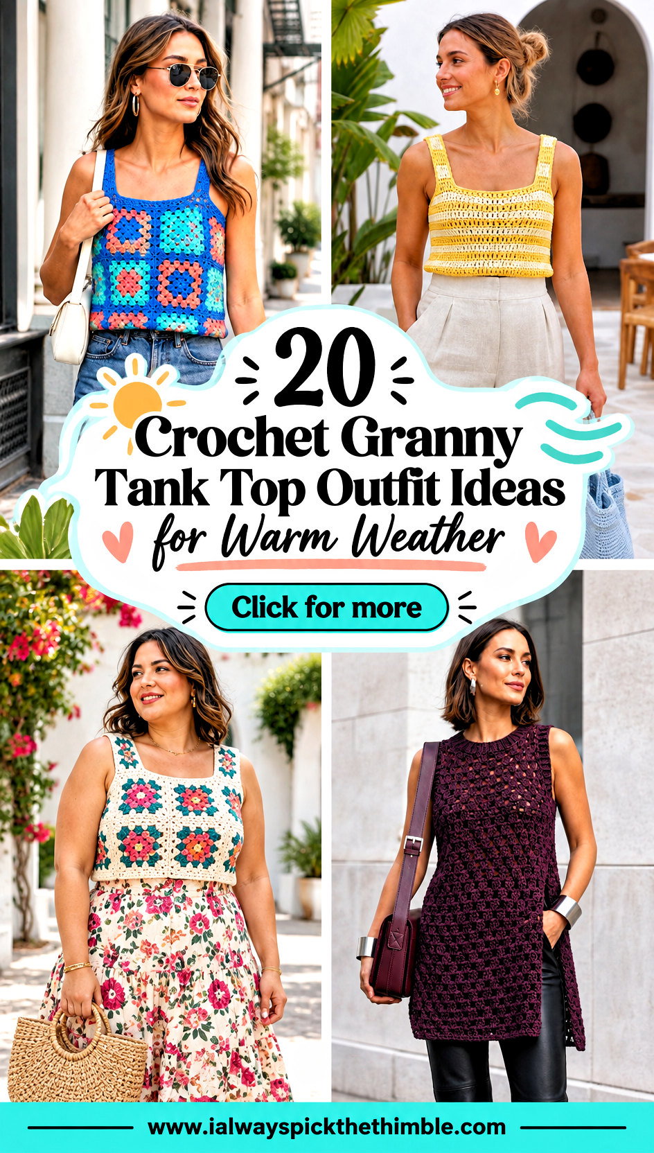 20 Crochet Granny Tank Top Outfit Ideas for Warm Weather - 20 Crochet Granny Tank Top Outfit Ideas for Warm Weather