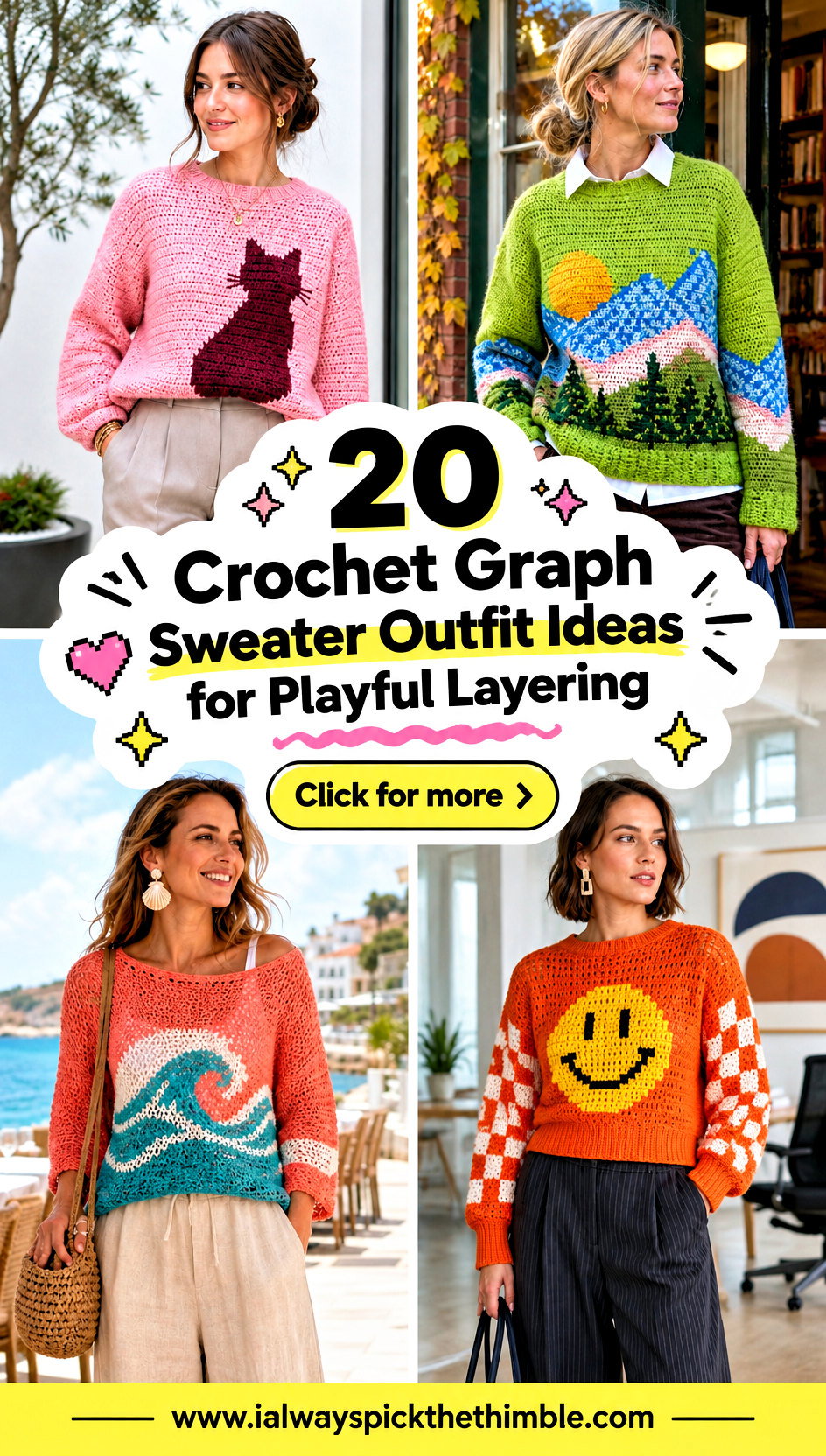 20 Crochet Graph Sweater Outfit Ideas for Playful Layering - 20 Crochet Graph Sweater Outfit Ideas for Playful Layering
