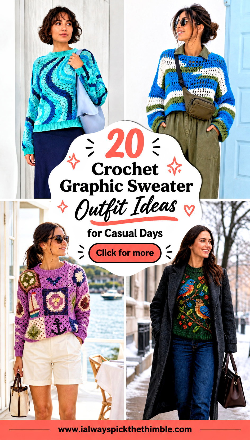 20 Crochet Graphic Sweater Outfit Ideas for Casual Days - 20 Crochet Graphic Sweater Outfit Ideas for Casual Days