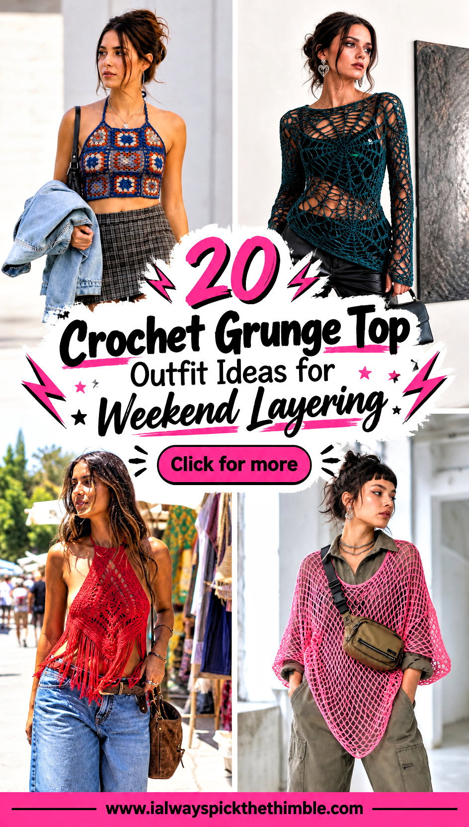 20 Crochet Grunge Top Outfit Ideas for Weekend Layering - 20 Crochet Grunge Top Outfit Ideas for Weekend Layering