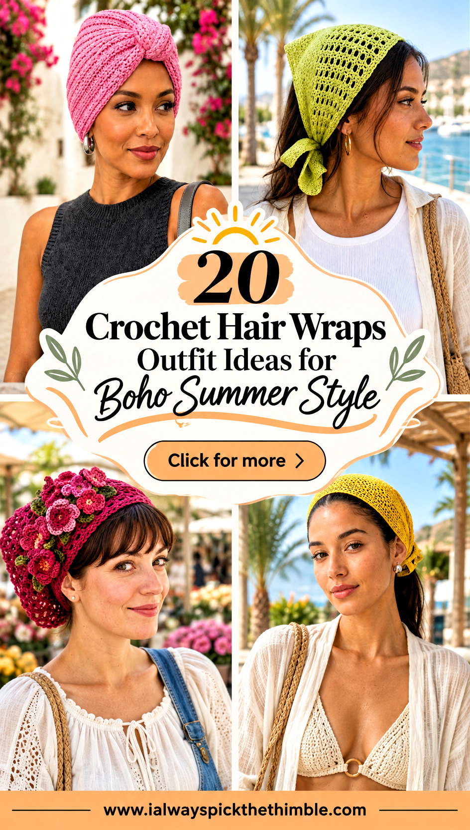 20 Crochet Hair Wraps Outfit Ideas for Boho Summer Style - 20 Crochet Hair Wraps Outfit Ideas for Boho Summer Style