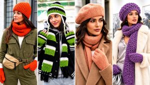 20 Crochet Hat Mittens Scarf Set Outfit Ideas for Snow Days