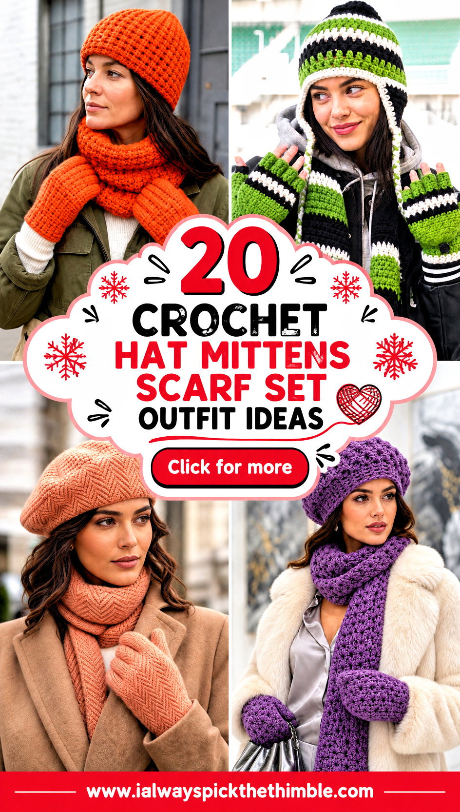 20 Crochet Hat Mittens Scarf Set Outfit Ideas for Snow Days - 20 Crochet Hat Mittens Scarf Set Outfit Ideas for Snow Days