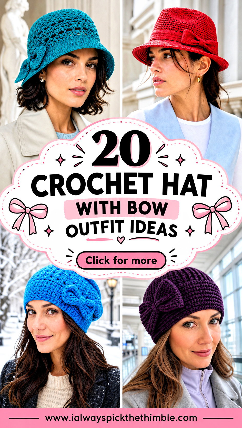 20 Crochet Hat With Bow Outfit Ideas for a Soft Look - 20 Crochet Hat With Bow Outfit Ideas for a Soft Look