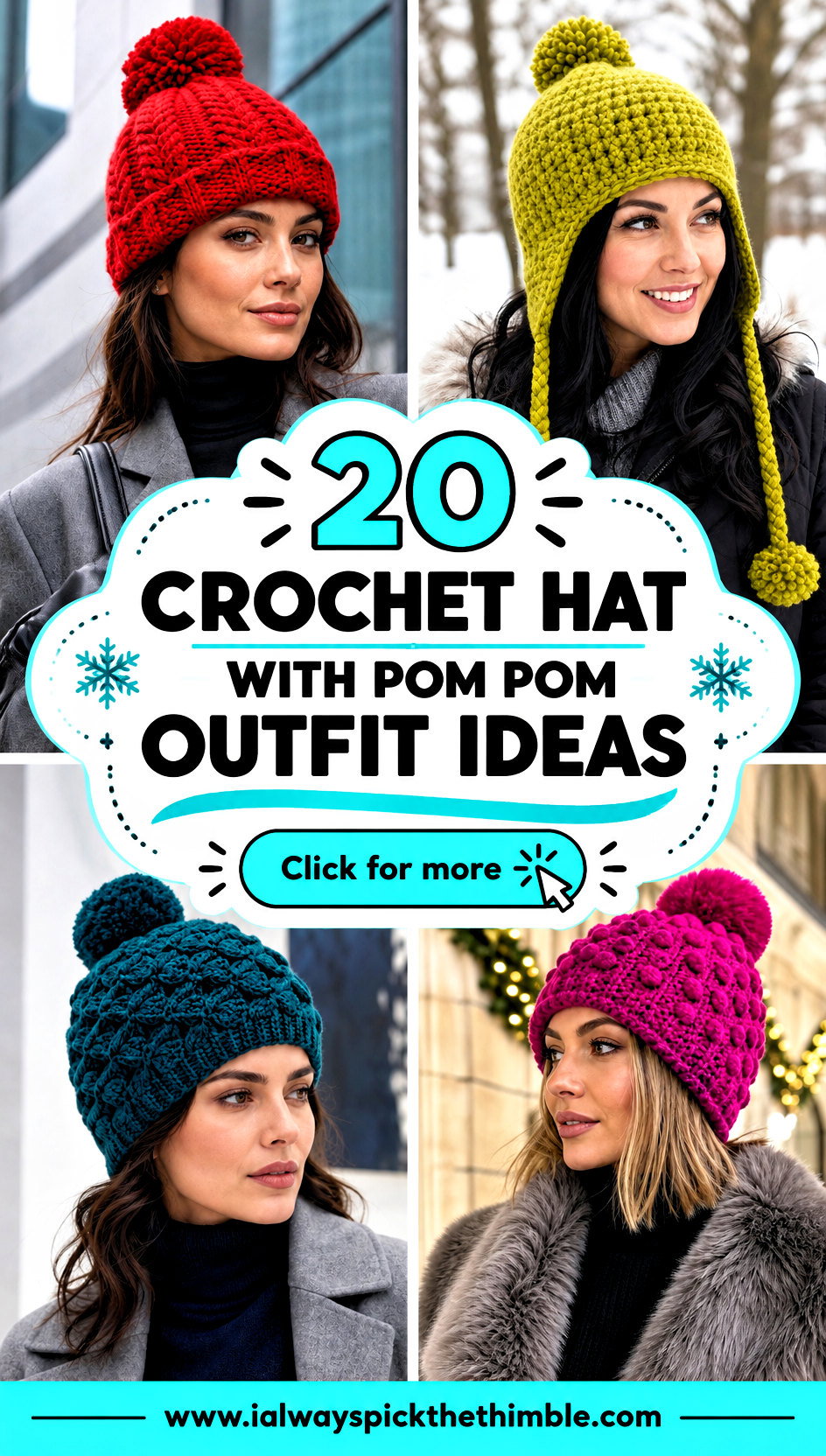 20 Crochet Hat With Pom Pom Outfit Ideas for Winter Fun - 20 Crochet Hat With Pom Pom Outfit Ideas for Winter Fun