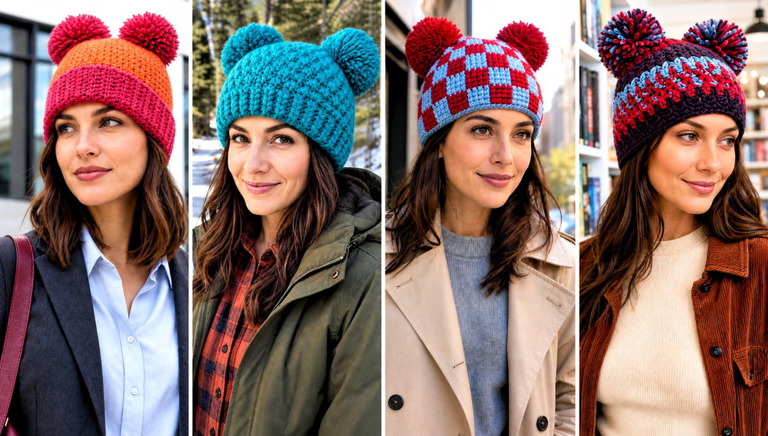 20 Crochet Hat With Two Pom Poms Outfit Ideas for Ski Trips