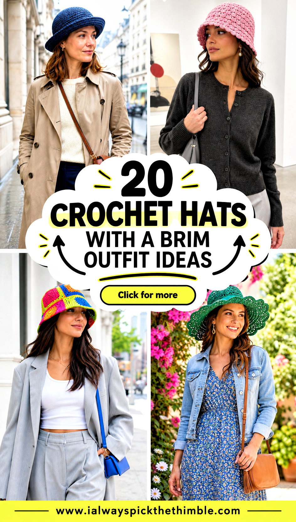 20 Crochet Hats With a Brim Outfit Ideas for Sunny Days - 20 Crochet Hats With a Brim Outfit Ideas for Sunny Days