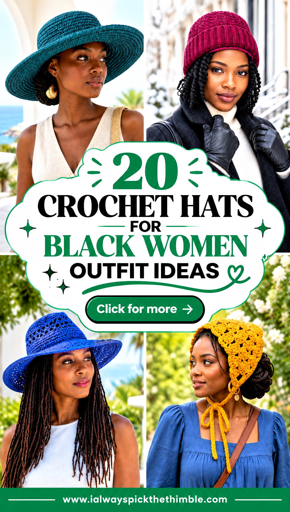20 Crochet Hats for Black Women Outfit Ideas for City Days - 20 Crochet Hats for Black Women Outfit Ideas for City Days