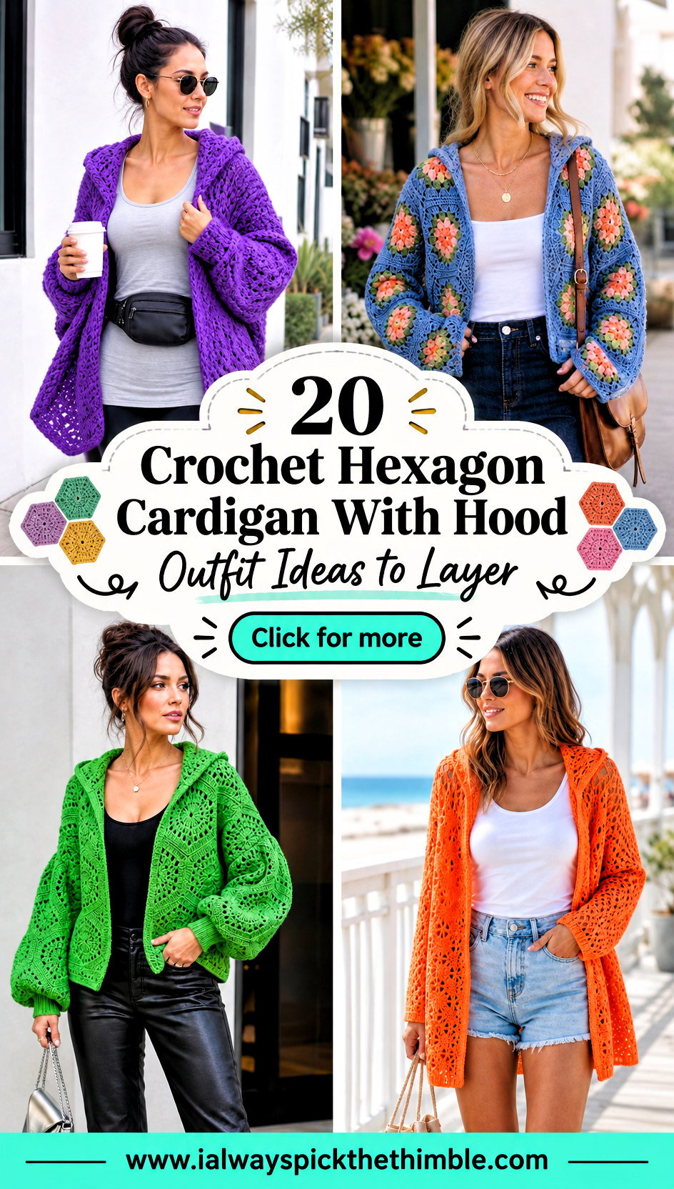 20 Crochet Hexagon Cardigan With Hood Outfit Ideas to Layer - 20 Crochet Hexagon Cardigan With Hood Outfit Ideas to Layer