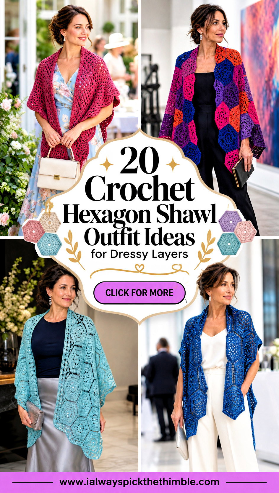 20 Crochet Hexagon Shawl Outfit Ideas for Dressy Layers - 20 Crochet Hexagon Shawl Outfit Ideas for Dressy Layers