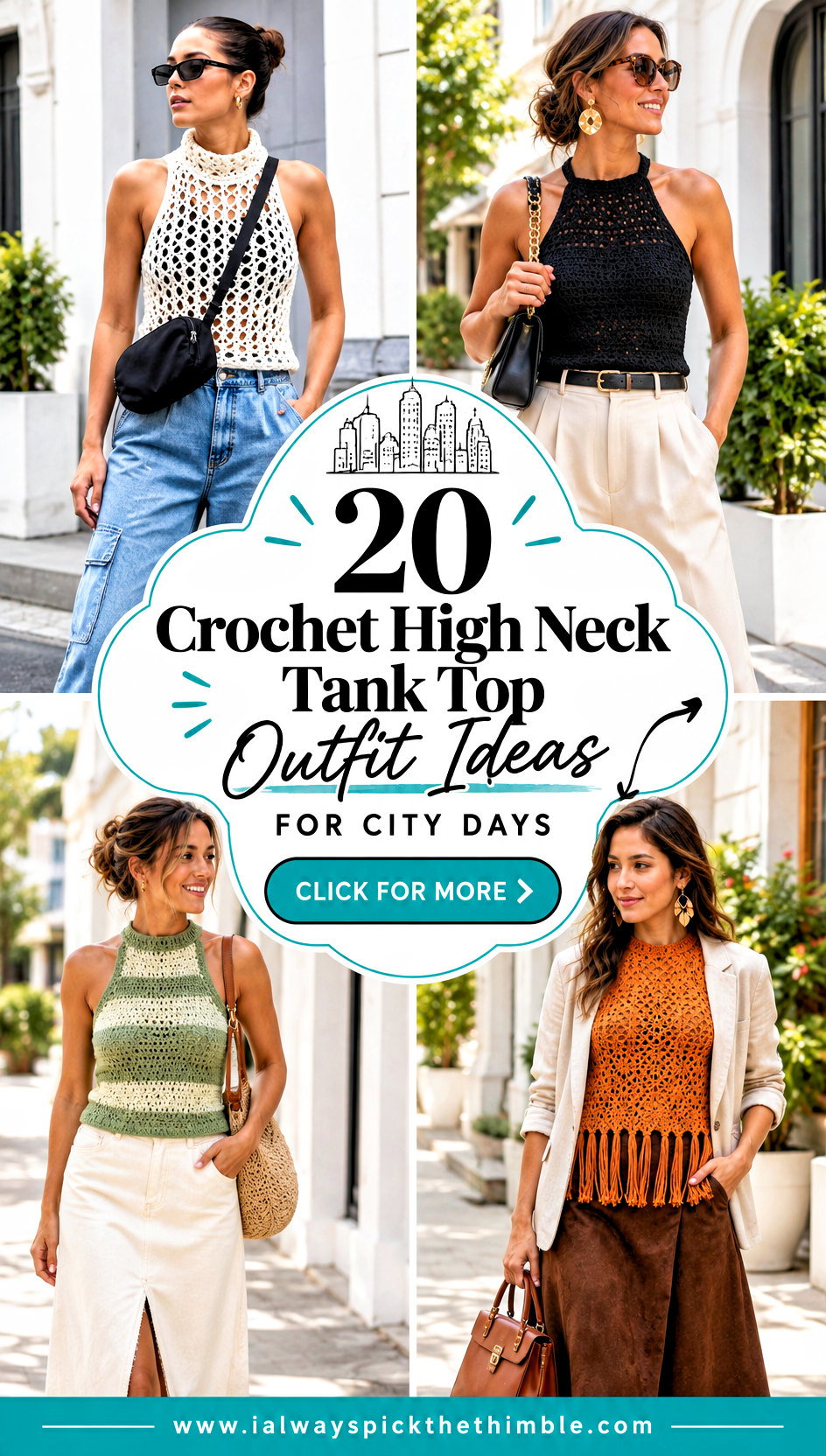 20 Crochet High Neck Tank Top Outfit Ideas for City Days - 20 Crochet High Neck Tank Top Outfit Ideas for City Days