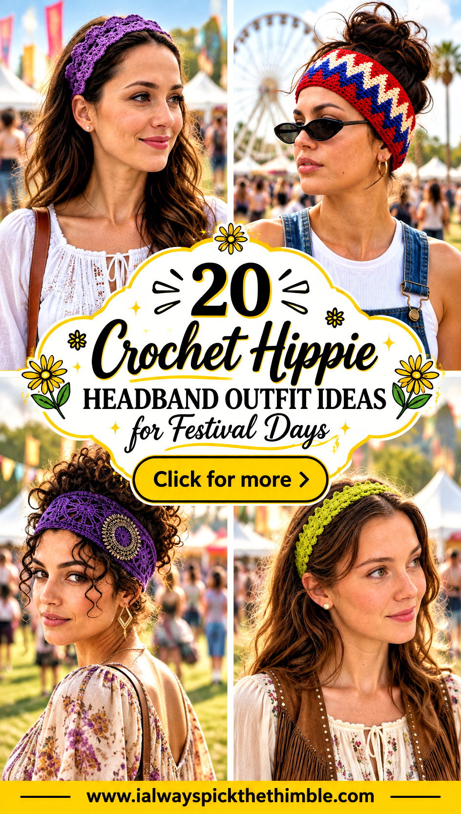 20 Crochet Hippie Headband Outfit Ideas for Festival Days - 20 Crochet Hippie Headband Outfit Ideas for Festival Days