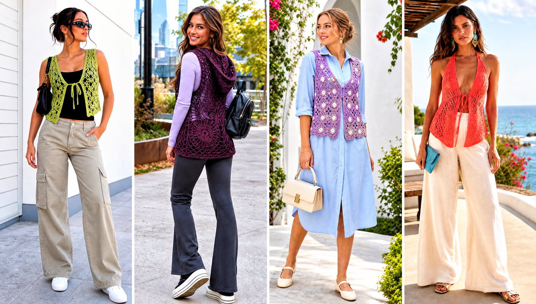 20 Crochet Hippie Vest Outfit Ideas for Relaxed Summer Style