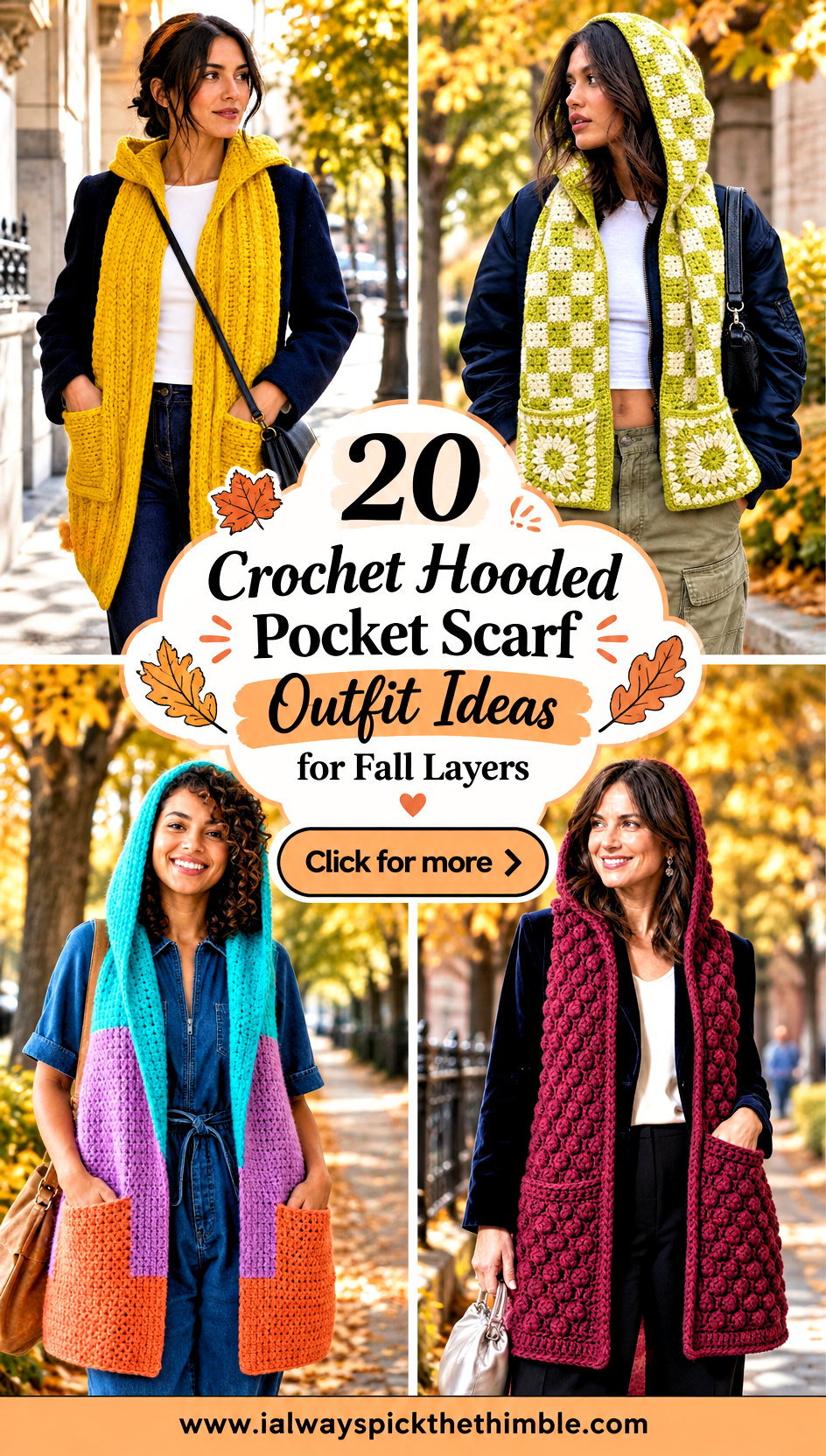 20 Crochet Hooded Pocket Scarf Outfit Ideas for Fall Layers - 20 Crochet Hooded Pocket Scarf Outfit Ideas for Fall Layers